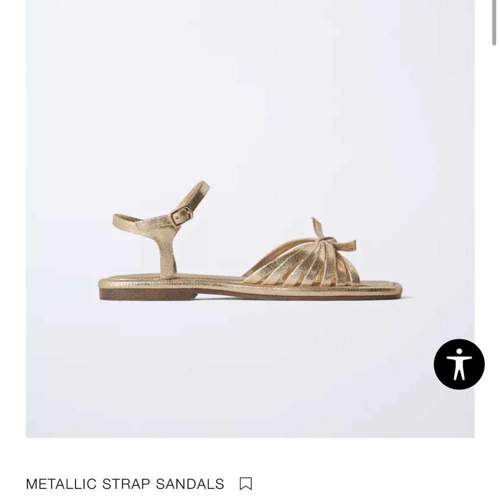 Zara Kids Gold Metallic Strap Sandals